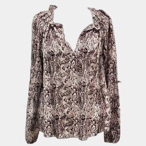 Marie Oliver 100% silk long sleeve snakeskin pattern blouse